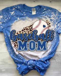 Casual T-Shirt for Baseball Moms in Bleached Style
