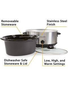 Crock-Pot Large 8 Quart Oval Manual Slow Cooker, Stainless Steel (SCV800-S)