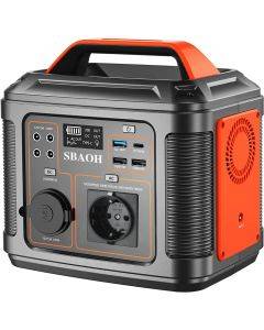 SBAOH  P302 Portable power station 300W, 296Wh generator quick charge 230V AC sockets/DC ports and LED flashlight, mobile power generator for travel/camping/outdoors
