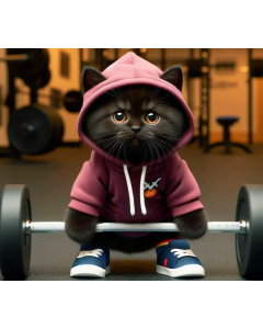 Cute Fitness Cat Sculpture