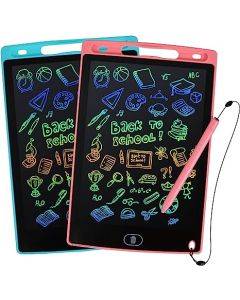LCD Writing Tablet, 2 Packs Drawing Pads for Kids 3 4 5 6 Years Old 8.5 Inch Colorful Lines Doodle Scribble Boards Educational Toys for Boys Girls Road Trip EssentialsTravel Game Toys,Pink+Blue