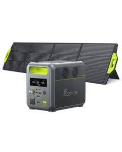 FOSSiBOT F1200 Portable Power Station + FOSSiBOT SP200 Foldable Solar Panel, 1024Wh Capacity, 1200W Rated Power, 3 LED Light Modes, 7 Output Ports, BMS Protection, <10ms Switchover, 5 Gears Input Regulator, EV-Grade LiFePO4 Battery, 4000+ Cycle Times