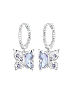 S925 Sterling Silver Platinum-plated Special-shaped Wing Butterfly Earrings