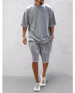 Casual Loose Fit Solid Sports Sets