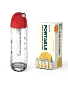 OTE 450ml Portable Sparkling Water Maker,Soda Maker Machine for Home, Carbonated Water Machine No Electricity, Double Layer PET Bottle, BPA Free (Include 20 PCS Gas Cylinder)