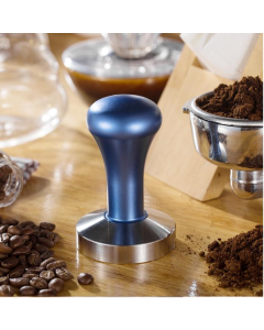 Stainless steel solid wood handle integrated coffee tamper, specification: 58 mm, color: aluminum integrated
