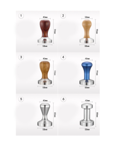 Stainless steel solid wood handle integrated coffee tamper, specification: 58mm, color: stainless steel detachable handle