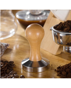 Stainless steel solid wood handle integrated coffee tamper, specification: 58 mm, color: oak handle