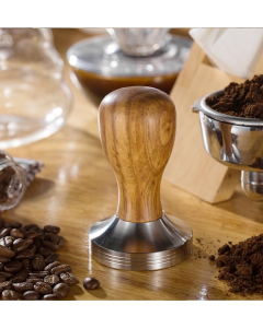 Integrated coffee press with stainless steel solid wood handle, specification: 57.5 mm, color: rosewood handle