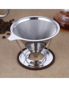 Stainless steel filter, conical filter cylinder, tea set, coffee filter-free paper filter cup (silver)