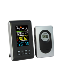 Indoor and outdoor temperature and humidity digital electronic clock black/white