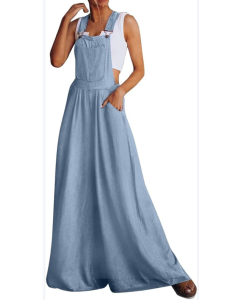 Women's Loose Side Pocket Sleeveless Denim Overalls
