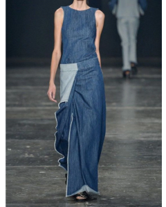 UR Casual Plain Spliced Sleeveless Maxi Denim Dress