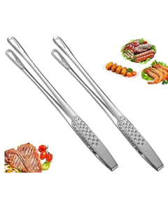 Hemoton 2 pinças de alimentos de aço inoxidável estilo japonês, pinças de cozinha multifuncionais, pinças de cozinha para servir, pinça de churrasco para grelhar, bifes, peixe frito