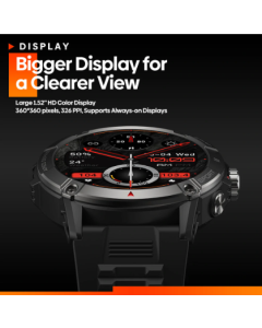 Zeblaze Ares 3 Large 1.52 inch IPS Voice Calling 100+ Sport Modes 24H Health Monitor Blood Pressure SpO2 Heart Rate Smart Watch - Blue