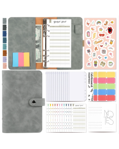 H666 A6 Loose-leaf Binder Cash Budget Handbook Vintage PU Leather Windowed Notebook