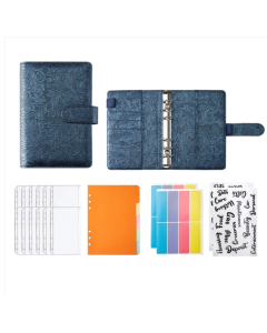 YMX-007 Embossed model leather PU loose-leaf notebook cash budget handbook zipper pocket notebook