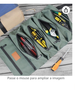 GoolRC Bolsa de ferramentas para enrolar em lona, organizador de ferramentas multiuso com 5 bolsos com zíper, bolsa de transporte para chaves, soquetes, chaves de fenda