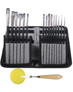17-in-1 Acrylic Brush Multi-Purpose Nylon Bristle Watercolor Brushes Art Supplies with Canvas Bag (Black)