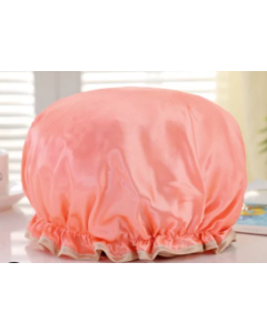Stock Women Shower Hat PEVA Polyester Hair Cover Bonnet Headgear Double Layer Waterproof Elastic Adjustable Shower Cap