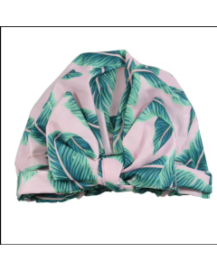 New Arrival Satin Double Layer Bath Caps Fashion Women Dot Leopard Print Bow Shower hats