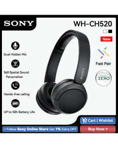 Sony WH-CH520 Wireless Headphones Support DESS Bluetooth wireless headset up to 50 hours Battery Life Support Voice Assistan