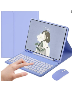 Capa de teclado para iPad Air 5 2022/Air 4 2020, teclado de 5ª/4ª geração para iPad Air com Mouse Teclas redondas bonitas Capa destacável com porta-lápis