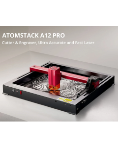ATOMSTACK A12 PRO 12W Laser Engraver Cutter, Fixed Focus, 0.02mm Engraving Precision, 600mm/s Engraving Speed, 32-bit Motherboard, Cross Laser Positioning, App Control, Unibody Frame, 365x305mm