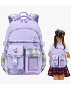 Mochila Escolar Meninas | escola da menina - Mochila escolar com vários bolsos, mochila viagem casual princesa para criança, roxo/