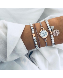 4 pieces/set of bohemian charm bead bracelets for women, heart-shaped turquoise tassel bracelets