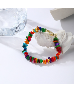 S925 Women's bohemian natural gravel beaded bracelet and anklet