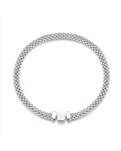 S925 sterling silver platinum plated braided basic bracelet