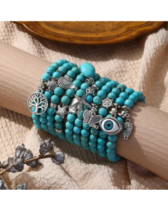 Cross Women's Beaded Bracelet Turquoise Ethnic Style Bracelet
