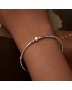 S925 sterling silver platinum-plated sparkling zircon thin bracelet (BSB160)