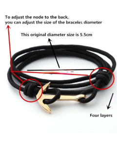 Alloy Anchor Bracelet Charm Multi-Layered Leather Friendship Bracelet