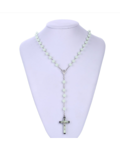 Acrylic luminous rosary cross necklace (luminous green)