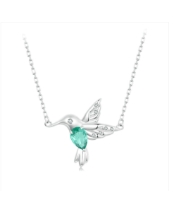 S925 sterling silver platinum-plated smart hummingbird necklace for women (BSN378)