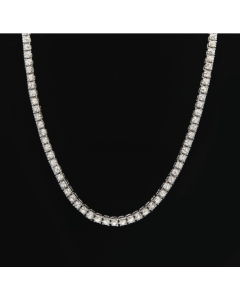 NN03 popular men's hip-hop 1-row alloy necklace full rhinestone single-row necklace European and American popular jewelry 20 inches (color: white)