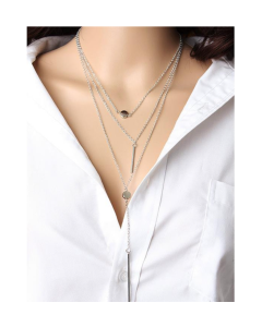 Simple 3-layer necklace with small dots and exquisite metal rod necklace sweater chain (gold)