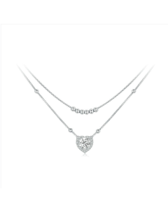 S925 sterling silver platinum-plated double-layer moissanite collarbone necklace (MSN033)