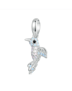 S925 sterling silver platinum plated zircon bird DIY pendant (BSC993)