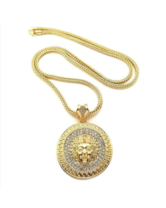 YJ10-5138 Diamond Medusa Beauty Head Pendant Necklace 90cm long