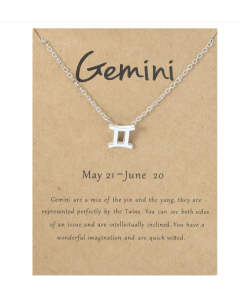Twelve zodiac signs necklace, electroplated alloy short clavicle chain jewelry, style: Gemini silver