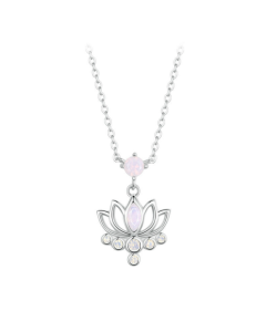 S925 sterling silver platinum-plated lotus women's necklace (SCN520)