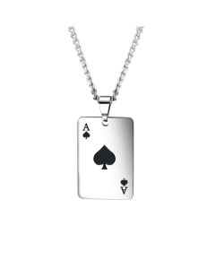 OPK 1542 Titanium steel men's necklace, personalized playing card pendant, color: black model with chain
