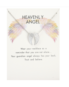 Angel Wings Necklace Guardian Angel Pendant Collarbone Chain Jewelry (Silver)