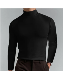 Mens High Neck Slim Fit Long Sleeve T-shirt