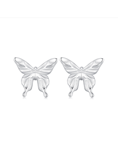 BSE861 sterling silver S925 platinum plated butterfly earrings