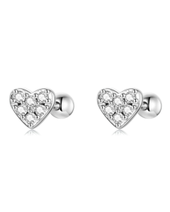 S925 sterling silver electroplated zircon love earrings (SCE1298)