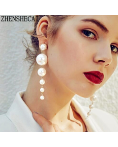 Creative imitation large pearl long earrings